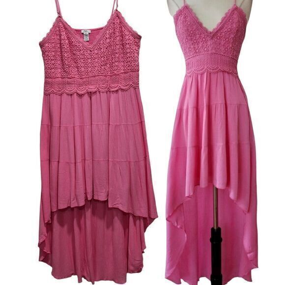 Rue 107 Dresses & Skirts - Women's Pink Barbie High Low Crochet Boho Goddess Dress Size 2X‎